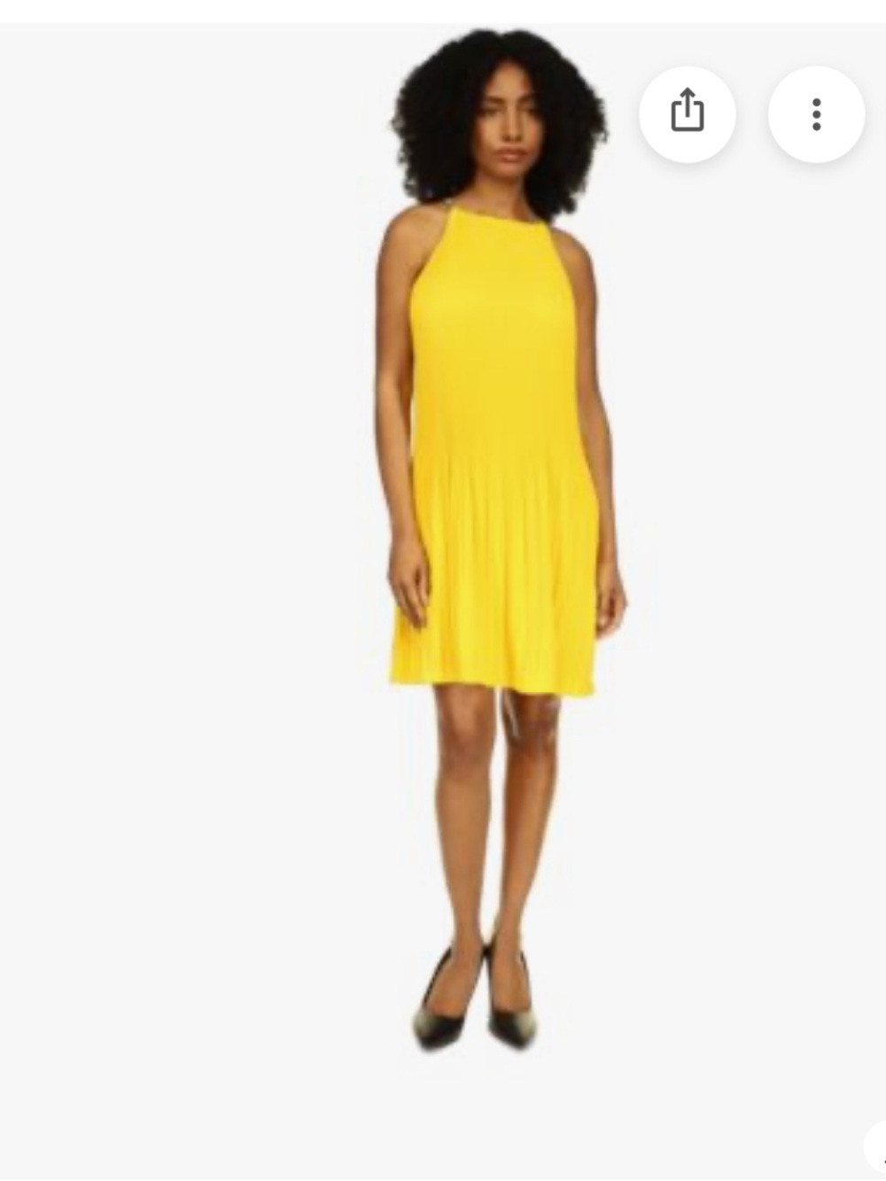 Michael Kors Yellow Halter-Neck Pleated Dress